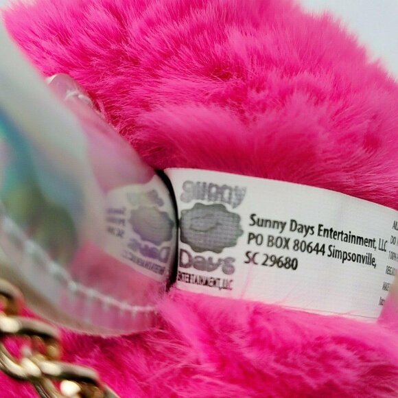 Puffy Unicorn Head Keychain 4 inch Plush Pink Ball Backpack Clip On Sunny Days - Picture 5 of 6